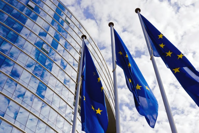 EU Flags at the European Commission Building